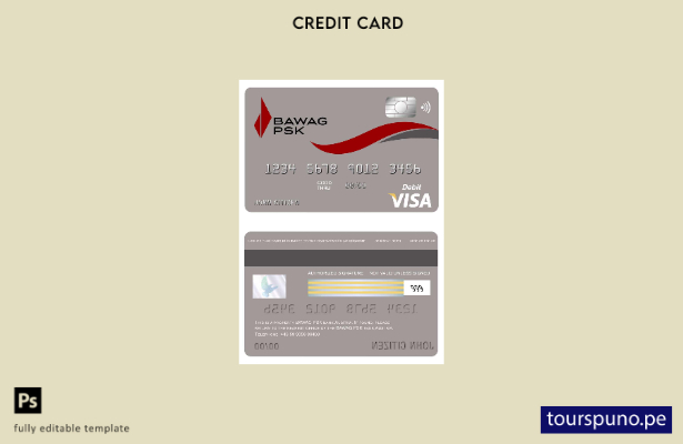 listo para imprimir plantilla de tarjeta visa bancaria Austria Bawag PSK